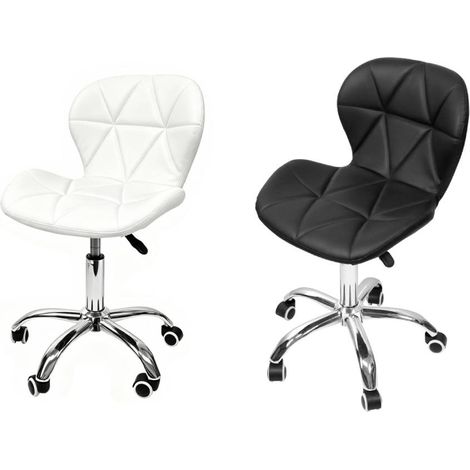 Haloyo® Lot de 2 Chaise de bureau, Fauteuil de bureau ergonomique 360°, Base stable avec 5 roues, Blanc et noir (1/5)