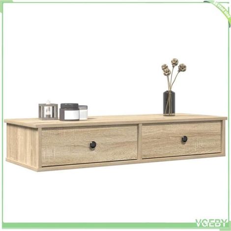 Étagère murale - Chêne sonoma - Bois d'ingénierie - 100x37,5x19 cm - 2 tiroirs (1/5)