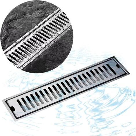QORVA-Caniveau de douche linéaire de 50 cm avec filtre anti-odeurs, siphon de sol de salle de bain moderne en acier inoxydable 304 avec grille amovible, caniveau de douche rectangulaire à évacuation r