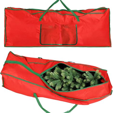 Borsa Custodia Sacco Porta Albero di Natale Extra Large Robusta in Tessuto Rosso (1/4)