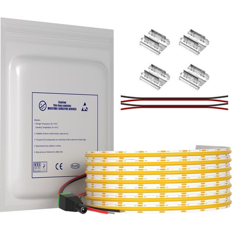 Bande LED COB 10m 24V Blanc Naturel 4000K, Ruban LED Flexible 312 LEDs/m, IRC 90+, Lumière du Jour pour Bureau et Cuisine, Éclairage Linéaire Uniforme, [Vendu sans Alimentation] (1/5)