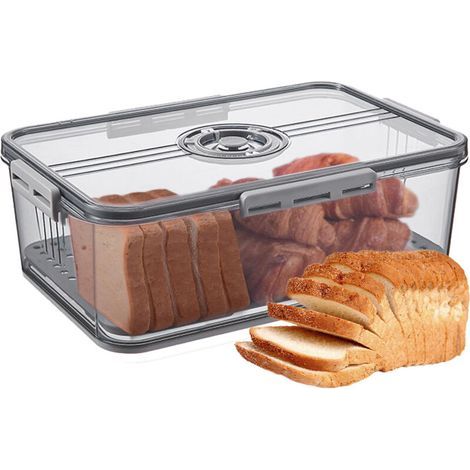 Boîte à pain avec couvercle hermétique – Boîte à pain pour comptoir de cuisine, enregistrement du temps pour pain fait maison, bagel, biscuits, cupcakes