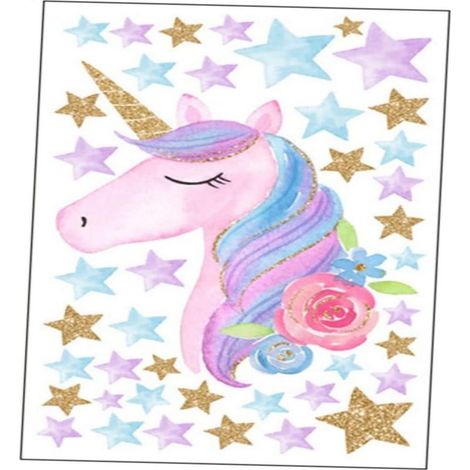 Wandaufkleber – Einhorn – 36 x 60 cm – PVC-Vinyl – Kinderzimmerdekoration – 1 Stück (1/5)