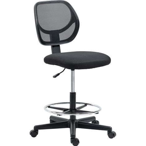 Chaise de bureau ergonomique réglable en hauteur avec repose-pieds ajustable, noire (1/5)