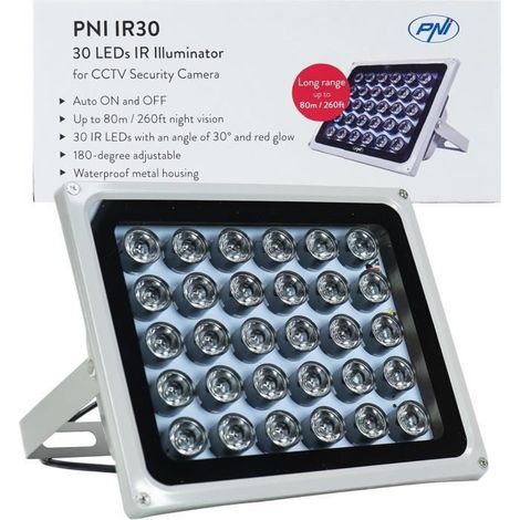 Réflecteur LED - PNI - IR30 - Infrarouge - 80m - IP66 (1/4)