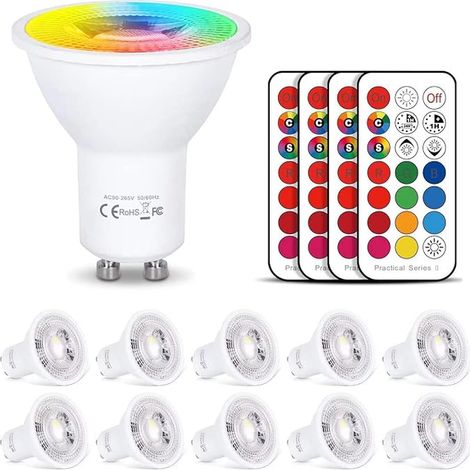 GU10 LED Spot Light Bulb RGB Warm White 2700K 12 Colours with Remote Control AC85-265V for Wall Light Track Light Recessed Ceiling Light (1/4)