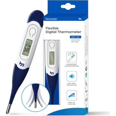 Thermomètre Numérique à Embout Flexible, Mesure Rapide et Précise par Voie Buccale, Axillaire ou Rectale - Pour Bébés, Enfants et Adultes (1/5)