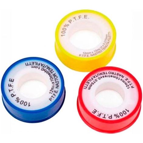 Set 3 PZ Nastro in Teflon Bianco PTFE Nastro Sigillante per Filettature, Raccordi Acqua e Gas 07124