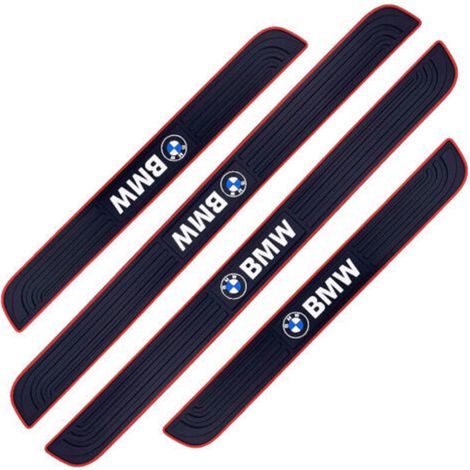 4 Stück Einstiegsleisten Auto Türschwellen Schutzleisten Aufkleber Auto Klebefolie für Schutz Schweller Tür Schutzleiste Auto Einstiegsleisten aus Weich-PVC Gummi (BMW)
