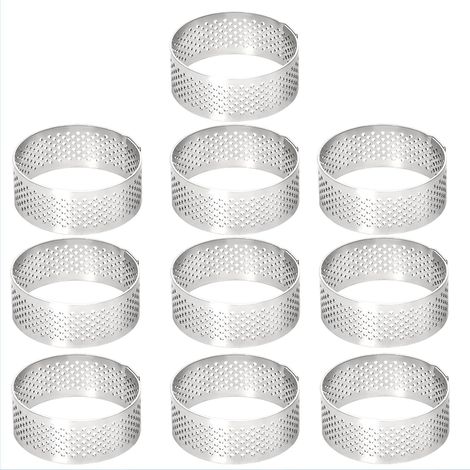 Cercle À Pâtisserie - Acier Inoxydable 430 - 5 cm Diamètre × 2 cm Hauteur - Perforé - Pour Mousses Tartes Et Desserts - Lot De 10