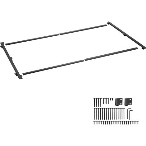 Verstellbarer Torbausatz für Zäune mit einer Breite von 1,5 bis 2,4 m und einer Höhe von 1,8 bis 2,1 m, verstärkter, durchhangsicherer Rahmen mit Riegel, Schrauben, für Holz- und Eisenzäune, schwarz (1/5)