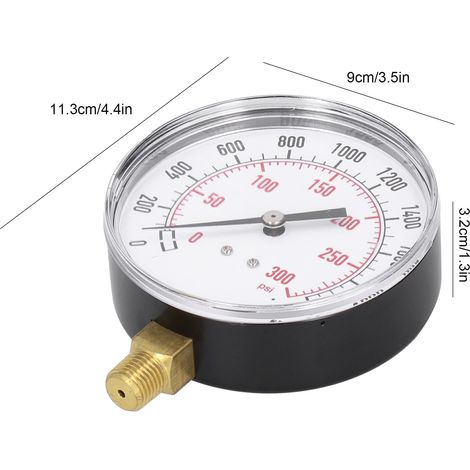 Manomètre à vide double échelle 0‑2000kPa/300psi, jauge de pression miniature pour mesures précises (1/5)