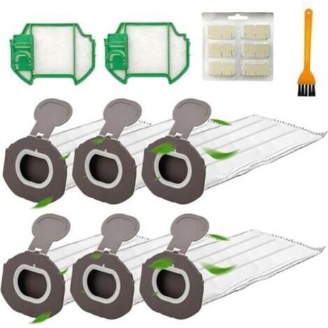Lot de 10 kits d'accessoires pour aspirateur Vorwerk Kobold VK7 FP7, pièces de rechange, 6 sacs à poussière, 2 filtres HEPA, 1 tablette parfumée, 1 brosse de nettoyage (1/4)