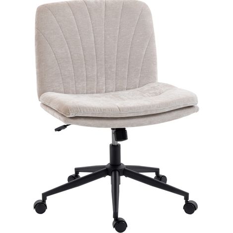 Chaise de bureau réglable en hauteur avec assise croisée et dossier en chenille beige (1/5)