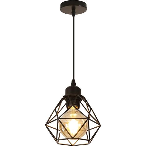 Suspension Industrielle Vintage E27 – Lampe Métal Noir Réglable pour Salle à Manger, Cuisine et Salon (1/5)