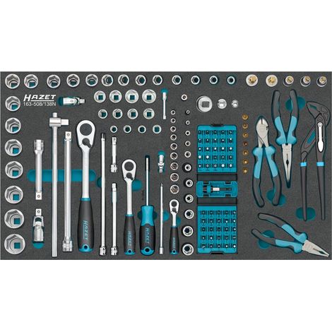 Hazet Steckschlüssel Satz 1/4 (6,3 mm) Vierkant hohl, 1/2 (12,5 mm) Vierkant hohl, 1/4 (6,3 mm) Sechskant massiv, Außen Sechskant-Tractionsprofil, (1/2)