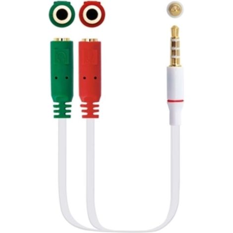 Nanocable Câble de prise audio 3.5/M 4 Pin-2Xjack 3.5/H 3 Pin 20 cm Blanco (1/2)