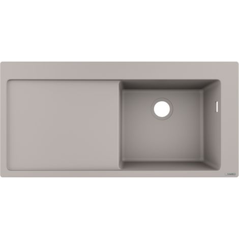 Fregadero encastrable 1 seno HANSGROHE S51 450 escurridor izquierdo sin desagüe hormigón gris (1/3)