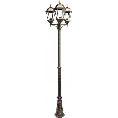 Straßenlaterne aluminium regulus 3xe27 schwarz/gold   230x60x60x60 cm höhenverstellbar ip44