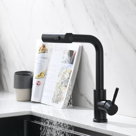 Robinet Cuisine 2 en 1 avec Douchette et Bec Mobile Mitigeur Évier Nickel Brossé Bec Rotatif 360° Pulvérisateur Détachable et Télescopique (1/5)