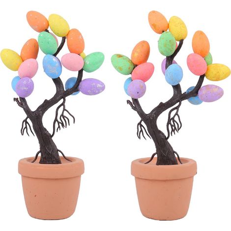 [Goldene und silberne Ostereier mit Punkten] 2 dekorative Ostereier für Bonsai-Bäume – Kreatives Deko-Accessoire (1/2)