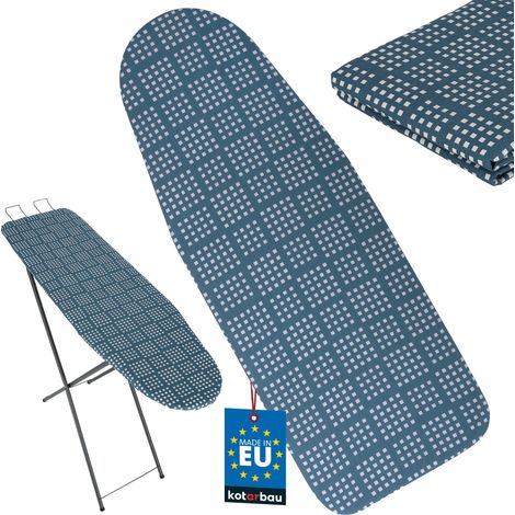 KOTARBAU® Housse Table à Repasser - Housse Planche à Repasser 114 x 36 cm - Taille S - Coton et Feutre - Résistante à la Chaleur - Bleu - Motif Carré (1/4)
