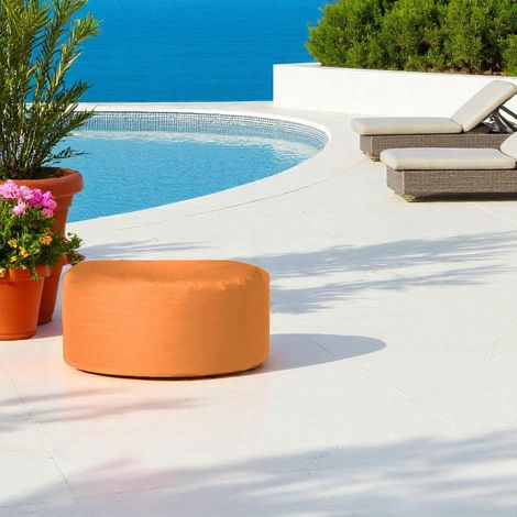 Pouf extérieur imperméable orange - forme ronde ARTA (1/3)
