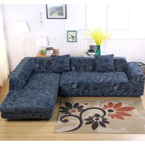 2er Set 3 Sitzer Sofa Überwürfe Sofabezug L Form Elastische Schwarz (1/5)