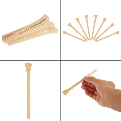 10 Bâtonnets en Bois Spatule Abaisse-langue Jetable pour Masque Visage Crème Applicateur Cheveux Lot de 10 (1/5)