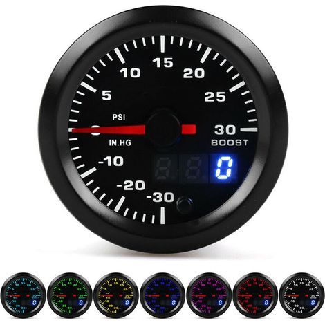Zoll/52 mm universelles 7-Farben-LED-Turbo-Ladedruckmessgerät PSI-Druckanzeige mit digitalem Zeiger (1/5)