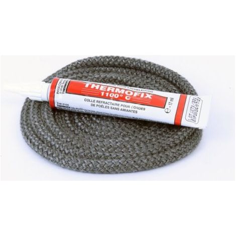 Joint rond tressé ø 7 mm x 2,5 m + colle