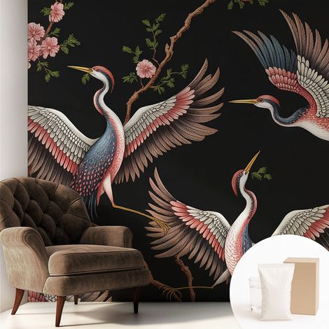 Tapete Vliestapete mit Kleber für Wohnzimmer Schlafzimmer Küche - Wanddekoration Blumenmuster 250x250 cm (1/5)