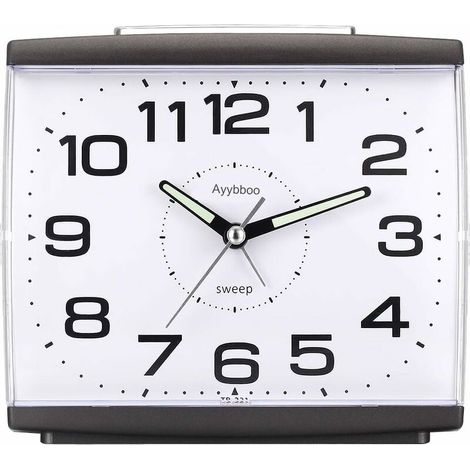 Réveil Matin à Piles Retro Réveil Silencieux sans Tic-Tac, Grand Cadran Réveil Original Analogique Quartz Alarme Réveil Vintage Lumineux Snooze Réveil Chevet Noir (1/5)