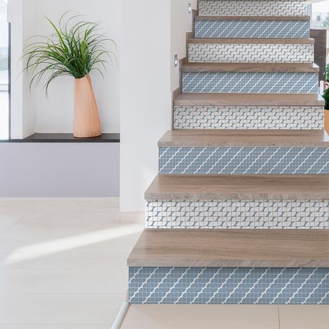 Stickers adhésifs escalier carrelages contremarche - SIGRID - 2 bandes de 12.5x87.5cm (1/3)