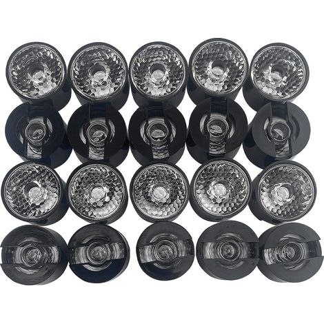 Lot de 20 lentilles en acrylique avec support noir lentille de mise au point pour perles LED ampoule à puce LED 25 degrés Φ20 mm