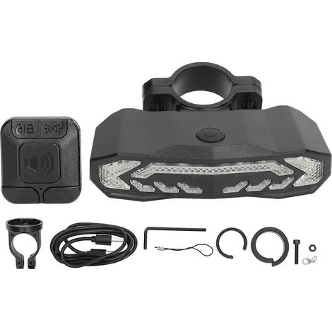 Luz trasera de freno inteligente multifunción para bicicleta con control remoto, función de alarma antirrobo y 6 modos de advertencia. (1/5)