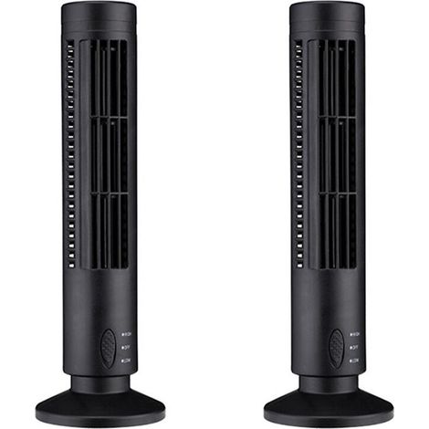 2 ventiladores de torre USB nuevos, ventiladores de torre eléctricos sin aspas, aire acondicionado vertical, ventilador de pie negro sin aspas