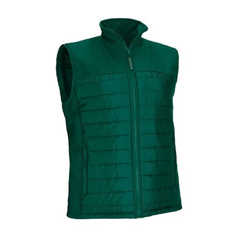 Chaleco acolchado con bolsillos, cuello alto y cintura recta, tejido acolchado y softshell en canesú VALENTO MULHOLLAND M Verde Botella