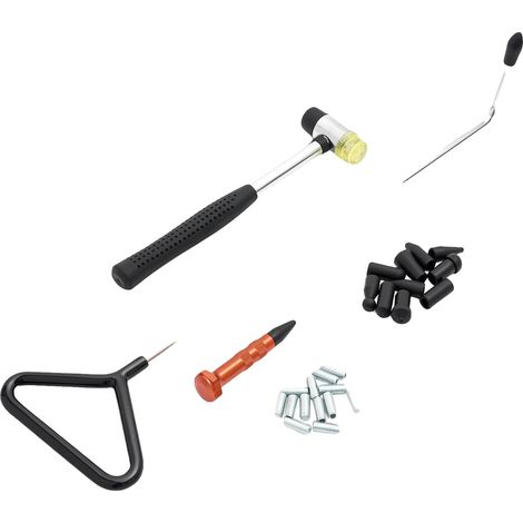Kit di attrezzi per la riparazione di ammaccature, 12 linguette di estrazione, versatile compatibilità con superfici metalliche, nero (1/2)