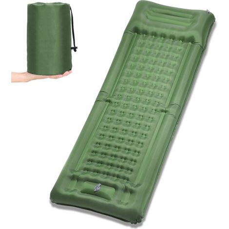 Matelas gonflable extra épais de 10 cm avec pompe intégrée pour le camping, la randonnée et les voyages sous tente. (1/5)