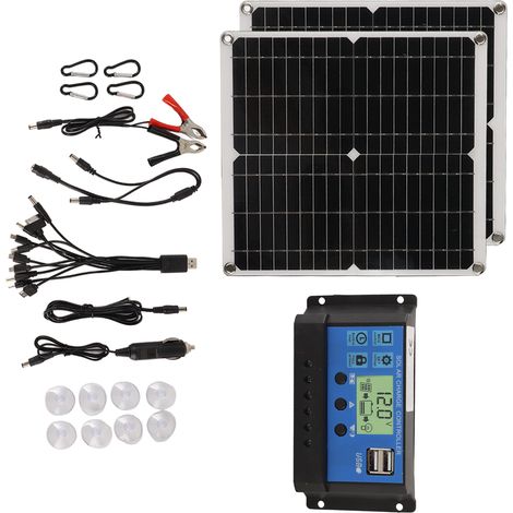 50-W-Solarpanel-Set mit 60-A-Solarladeregler und 2 USB-Anschlüssen, ideal für Wohnmobile bei Stromausfällen. (1/5)