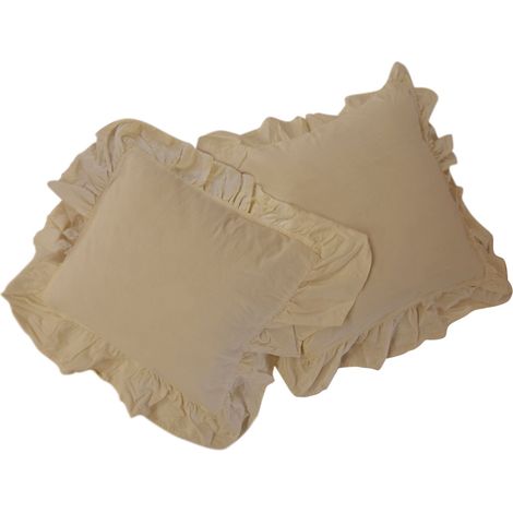 Beige Kissenbezüge 40x40 mit Rüschen, 2er-Set (1/4)
