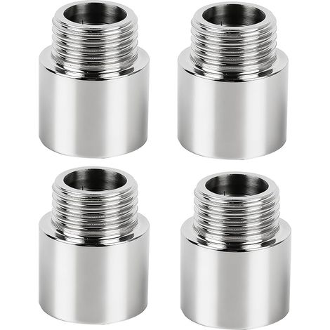 4 Pieces Stainless Steel Tap Extenders Standard Thread 1/2" IG x 1/2" AG Length 20mm for Drinking Water, Taps, Shower, Hoses and Connections Home or Business (1/5)