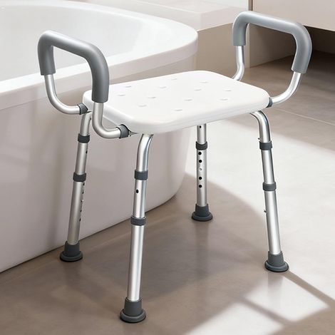 Chaise de Douche Réglable en Hauteur avec Accoudoirs pour Seniors Siège de bain antidérapant supportant jusqu’à 159 kg, adapté aux adultes handicapés ou à mobilité réduite. (1/5)