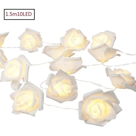 Guirlande lumineuse Denknova® 30 LED en forme de rose, alimentée par secteur, transformateur basse tension 31 V, 3 m, blanc chaud (1/5)