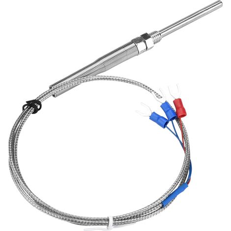 M8 Thread PT100 Platinum Resistor Thermocouple 50mm Probe Temperature Sensor Wire 0-400℃ (1 m)