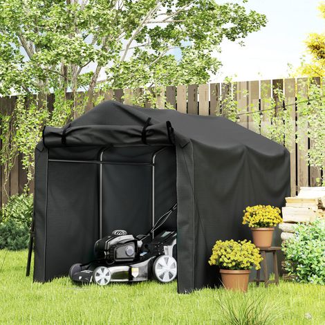 Carpa para garaje, impermeable, con puerta, resistente a los rayos UV, 220 x 157 x 165 cm, negra