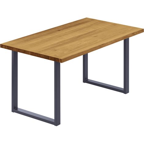 LAMO Manufaktur Esstisch Küchentisch, 120x60x76 cm (AxBxH), Loft, Rustikal / Anthrazit, LCG-01-A-003-7016L