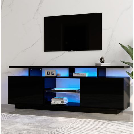 MEUBLIV TV-Möbel 140 x 55 x 35 cm Schwarz – LED-Beleuchtung und Stauraum (1/5)