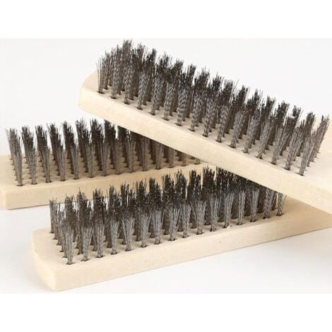 Jeu de Brosses Métalliques 6 pièces Brosse Métallique avec Manche en Bois Brosses Métalliques pour Enlever Rouille Brosse à fil Manuel Longue Brosse Métallique avec Poils pour Soudure Contre Scories (1/4)